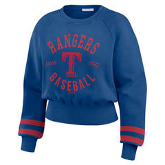 Texas Rangers WEAR by Erin Andrews Women's Vintage Washed Cropped Pullover Sweatshirt discount