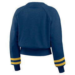 Milwaukee Brewers WEAR by Erin Andrews Women's Vintage Washed Cropped Pullover Sweatshirt Clearance