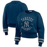 New York Yankees WEAR by Erin Andrews Women's Vintage Washed Cropped Pullover Sweatshirt Online