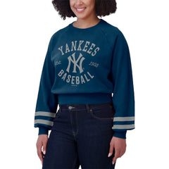 New York Yankees WEAR by Erin Andrews Women's Vintage Washed Cropped Pullover Sweatshirt Online