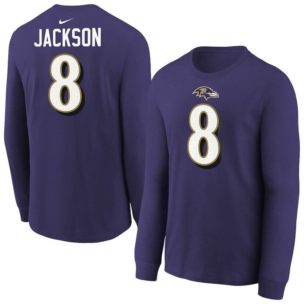 Lamar Jackson Baltimore Ravens Youth Player Name & Number Long Sleeve T-Shirt Purple - Nike