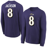 Lamar Jackson Baltimore Ravens Youth Player Name & Number Long Sleeve T-Shirt Purple - Nike