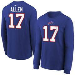 Josh Allen Buffalo Bills Youth Player Name & Number Long Sleeve T-Shirt Royal - Nike
