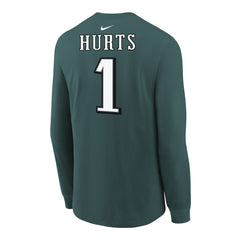 Jalen Hurts Philadelphia Eagles Youth Player Name & Number Long Sleeve T-Shirt Midnight Green - Nike