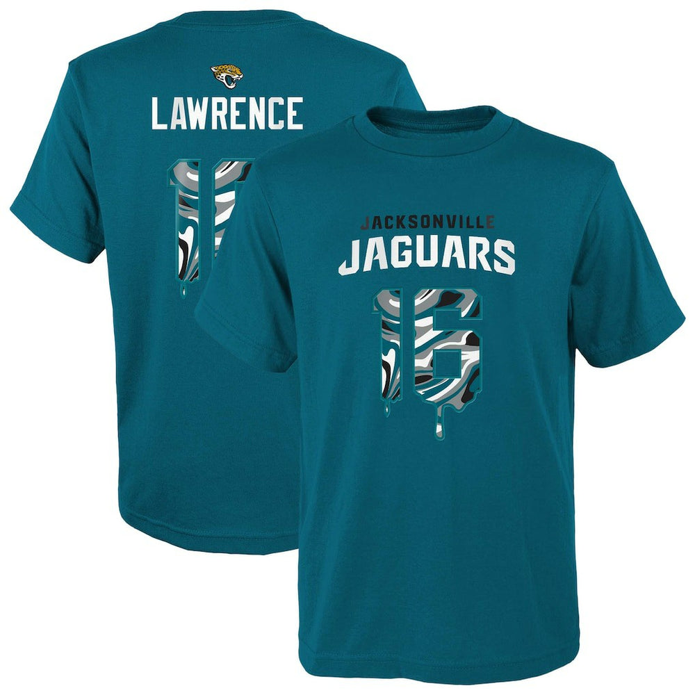 Trevor Lawrence Jacksonville Jaguars Youth Mainliner Drip Player Name & Number T-Shirt Teal - NFL