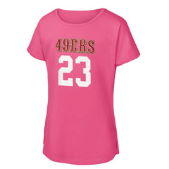 Christian McCaffrey San Francisco 49ers Girls Youth Player Name & Number T-Shirt Pink - NFL