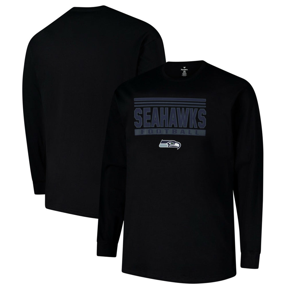Seattle Seahawks Profile Big & Tall Pop Long Sleeve T-Shirt Black - NFL