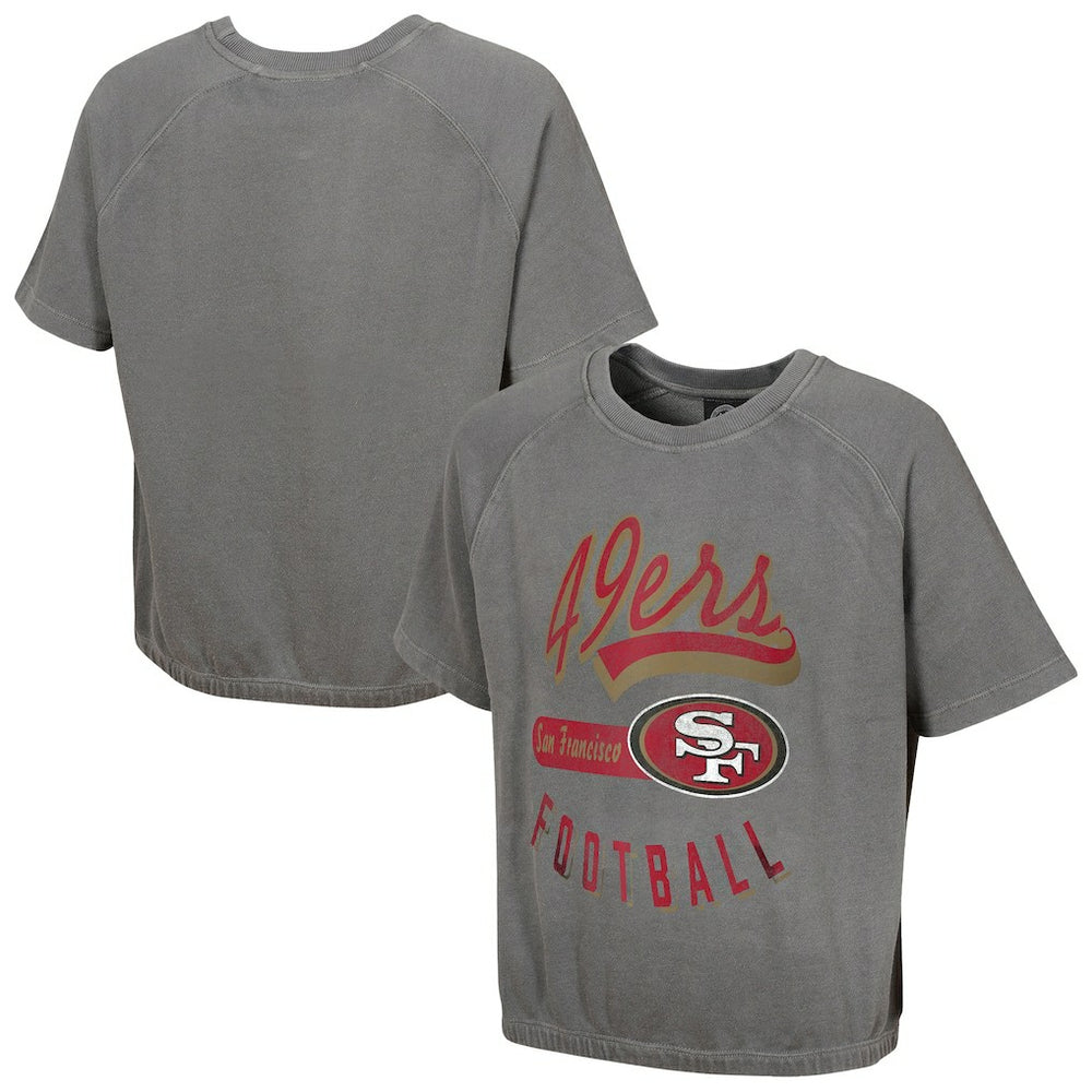 San Francisco 49ers Women's Mineral Wash Short Sleeve Top Gray - NFL