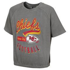 Kansas City Chiefs Women's Mineral Wash Short Sleeve Top Gray - NFL
