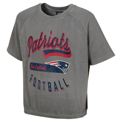 New England Patriots Women's Mineral Wash Short Sleeve Top Gray - NFL