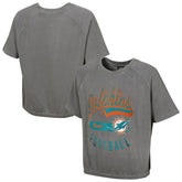 Miami Dolphins Women's Mineral Wash Short Sleeve Top Gray - NFL