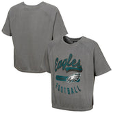 Philadelphia Eagles Women's Mineral Wash Short Sleeve Top Gray - NFL