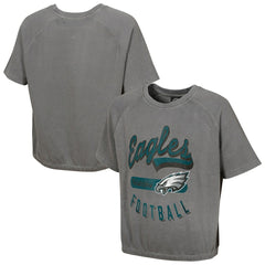 Philadelphia Eagles Women's Mineral Wash Short Sleeve Top Gray - NFL