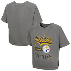 Pittsburgh Steelers Women's Mineral Wash Short Sleeve Top Gray - NFL