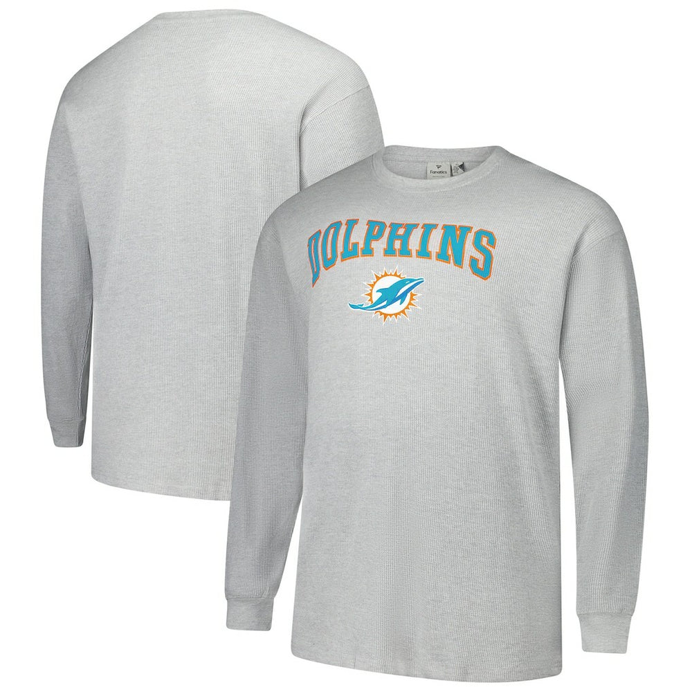 Miami Dolphins Big & Tall Thermal Long Sleeve T-Shirt Heather Gray - Fanatics