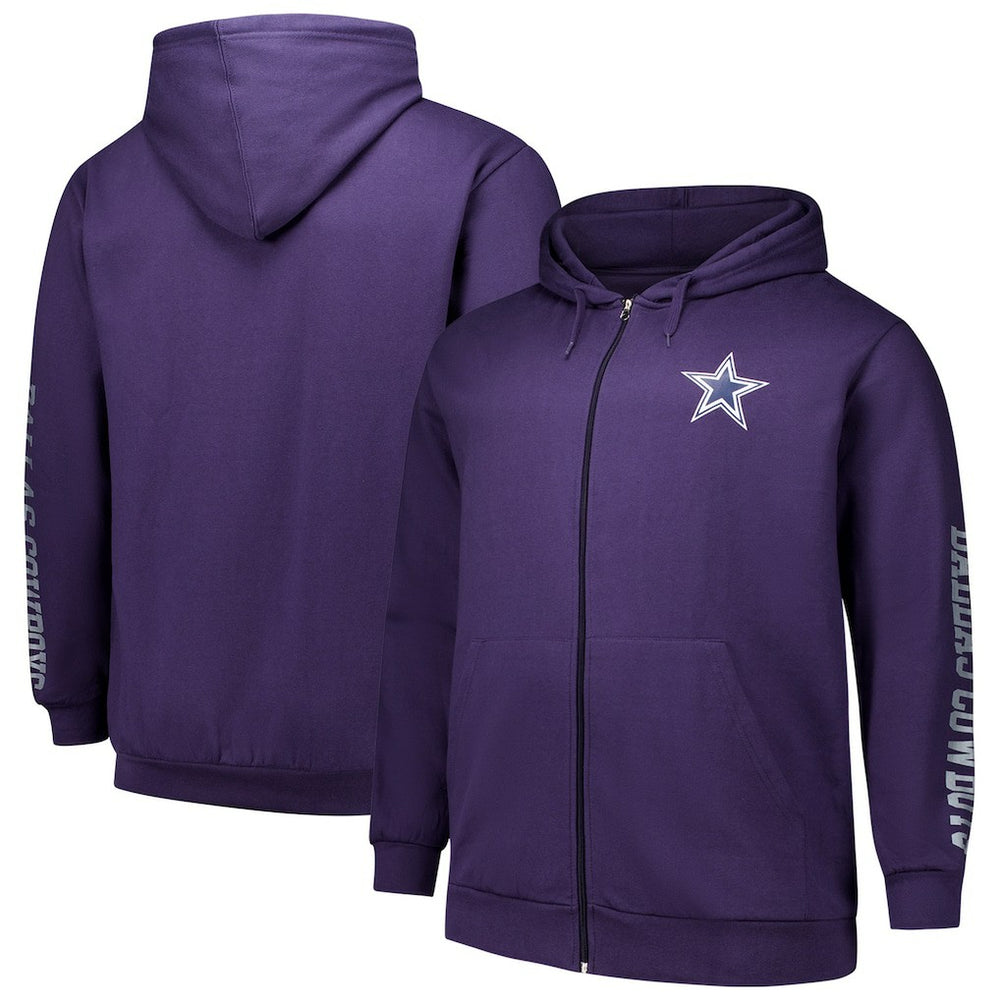Dallas Cowboys Big & Tall Sleeve Hit Full-Zip Hoodie Purple - Fanatics
