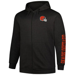 Cleveland Browns Big & Tall Sleeve Hit Full-Zip Hoodie Heather Charcoal - Fanatics