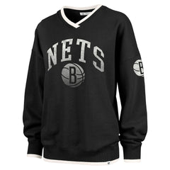 47 brand - Brooklyn Nets '47 Women's Rise Wax Pack Daze '80s Oversize Pullover Sweatshirt - Black