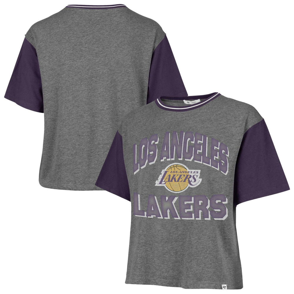 47 brand - Los Angeles Lakers '47 Women's Rise Clubhouse Ziggy Color Block T-Shirt - Gray