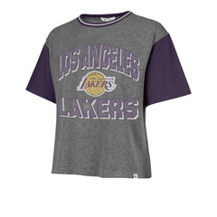 47 brand - Los Angeles Lakers '47 Women's Rise Clubhouse Ziggy Color Block T-Shirt - Gray