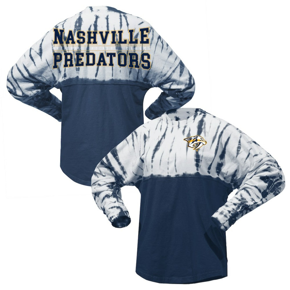 Nashville Predators - Spirit Jersey Unisex Crystal Half Dye Long Sleeve T-Shirt Navy
