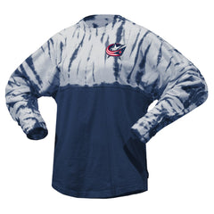 Columbus Blue Jackets - Spirit Jersey Unisex Crystal Half Dye Long Sleeve T-Shirt Navy