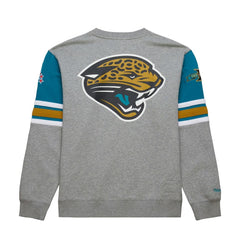 Jacksonville Jaguars All Over 4.0 Vintage Logo Pullover Sweatshirt Heather Gray - Mitchell & Ness
