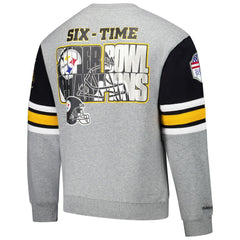 Pittsburgh Steelers All Over 4.0 Vintage Logo Pullover Sweatshirt Heather Gray - Mitchell & Ness