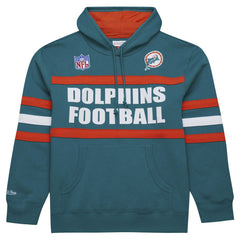Miami Dolphins Vintage Logo Head Coach Fleece Pullover Hoodie Aqua - NFL