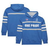 Detroit Lions Vintage Logo Head Coach Fleece Pullover Hoodie Blue - NFL