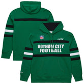 New York Jets Vintage Logo Head Coach Fleece Pullover Hoodie Kelly Green - NFL