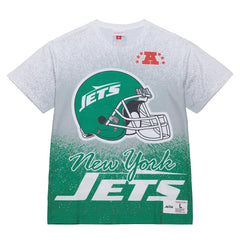 New York Jets Team Burst Vintage Logo T-Shirt White - Mitchell & Ness