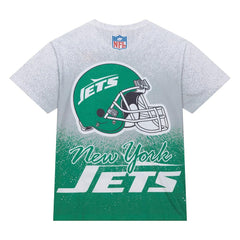 New York Jets Team Burst Vintage Logo T-Shirt White - Mitchell & Ness