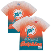 Miami Dolphins Team Burst Vintage Logo T-Shirt White - Mitchell & Ness