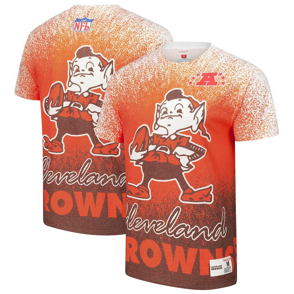 Cleveland Browns Team Burst Vintage Logo T-Shirt White - Mitchell & Ness