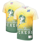 Green Bay Packers Team Burst Vintage Logo T-Shirt White - Mitchell & Ness