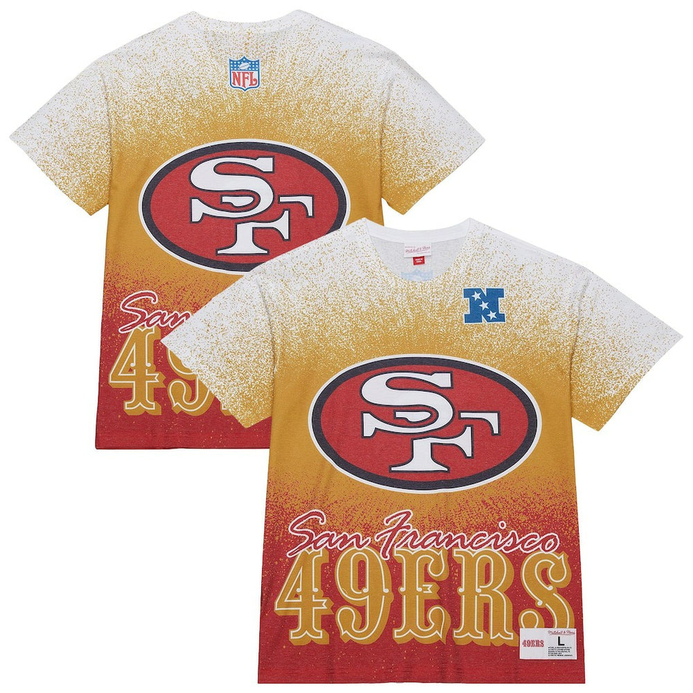 San Francisco 49ers Team Burst Vintage Logo T-Shirt White - Mitchell & Ness