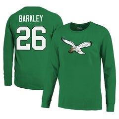 Saquon Barkley Philadelphia Eagles Majestic Threads Name & Number Long Sleeve T-Shirt Kelly Green - NFL