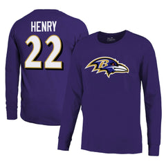 Derrick Henry Baltimore Ravens Majestic Threads Name & Number Long Sleeve T-Shirt Purple - NFL