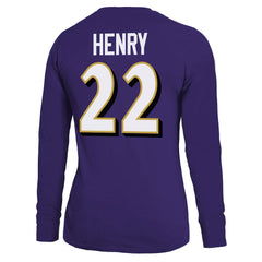 Derrick Henry Baltimore Ravens Majestic Threads Women's Name & Number Long Sleeve T-Shirt Purple - NFL