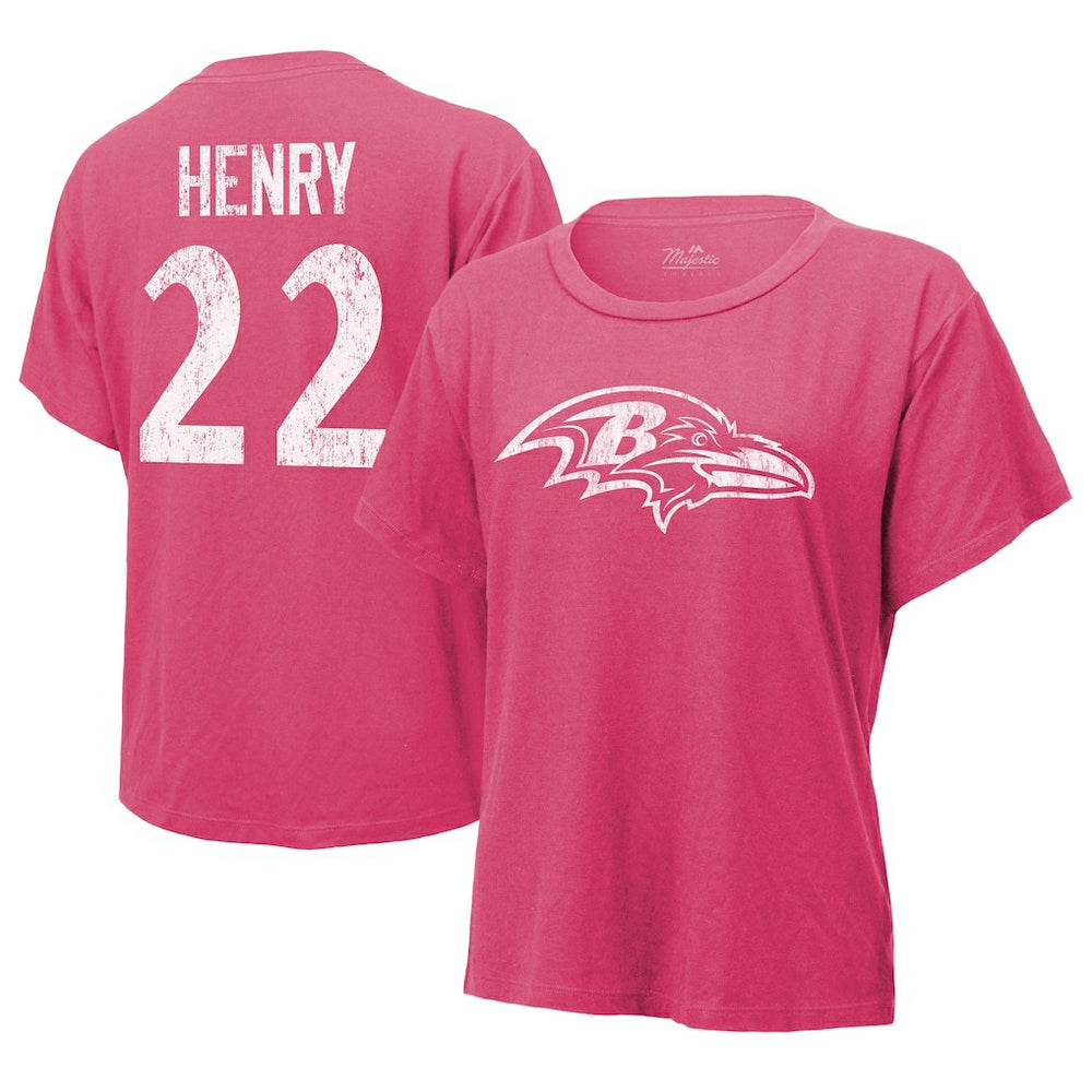 Derrick Henry Baltimore Ravens Majestic Threads Women's Name & Number T-Shirt Pink - NFL