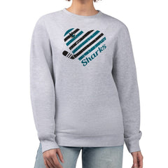 San Jose Sharks - G-III 4Her by Carl Banks Women's Heart Graphic Pullover Sweatshirt Heather Gray