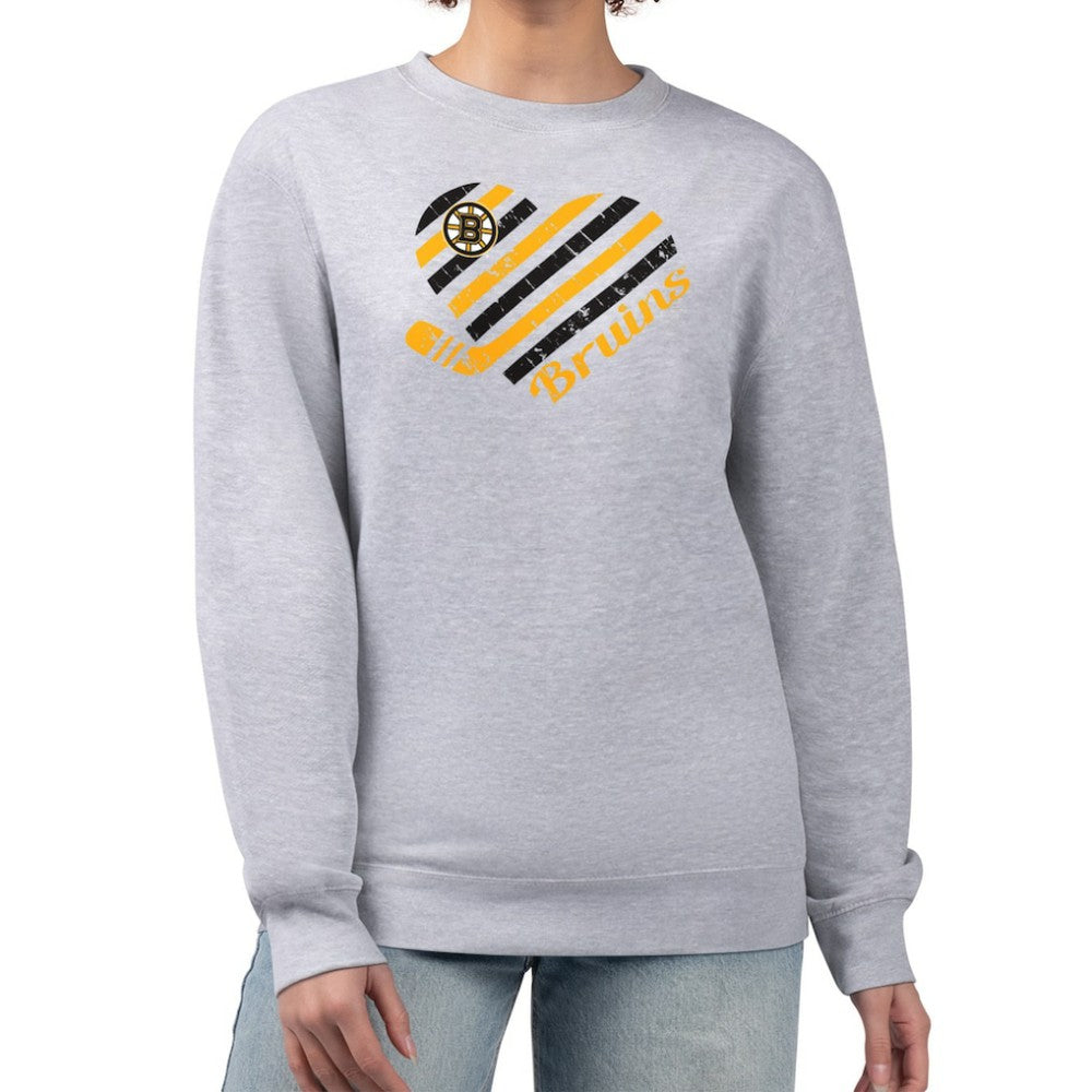 Boston Bruins G-III 4Her by Carl Banks Women's Heart Graphic Pullover Sweatshirt Heather Gray