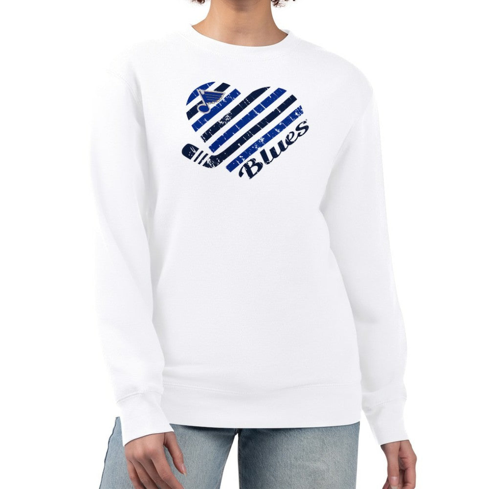 St. Louis Blues - G-III 4Her by Carl Banks Women's Heart Graphic Pullover Sweatshirt White