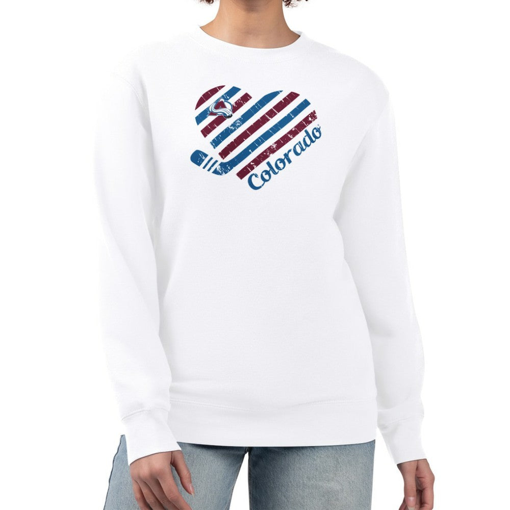 Colorado Avalanche - G-III 4Her by Carl Banks Women's Heart Graphic Pullover Sweatshirt White