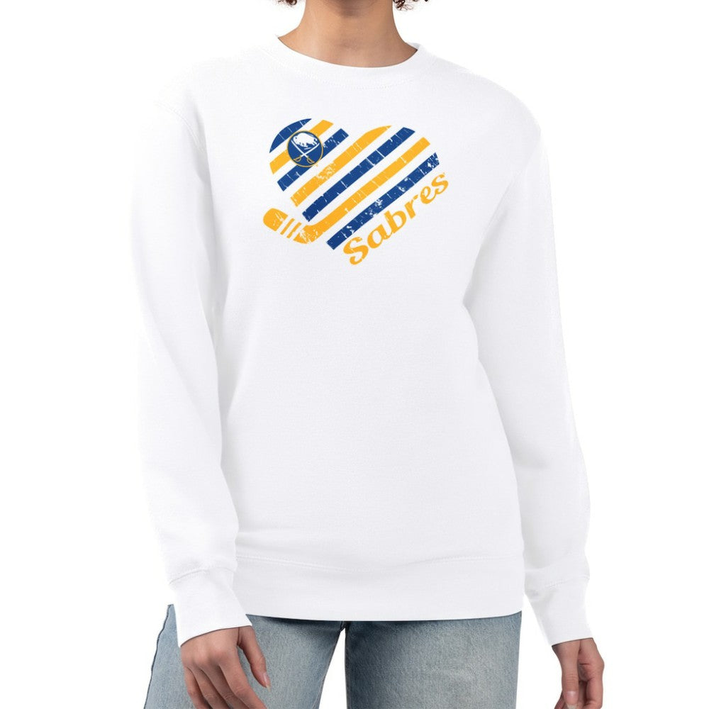 Buffalo Sabres - G-III 4Her by Carl Banks Women's Heart Graphic Pullover Sweatshirt White