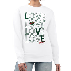 Minnesota Wild - G-III 4Her by Carl Banks Women's Lots Of Love Team Logo Graphic Pullover Sweatshirt White