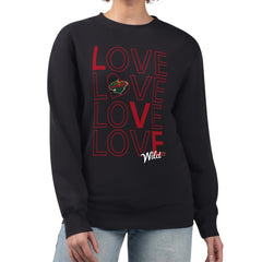 Minnesota Wild - G-III 4Her by Carl Banks Women's Lots Of Love Team Logo Graphic Pullover Sweatshirt Black