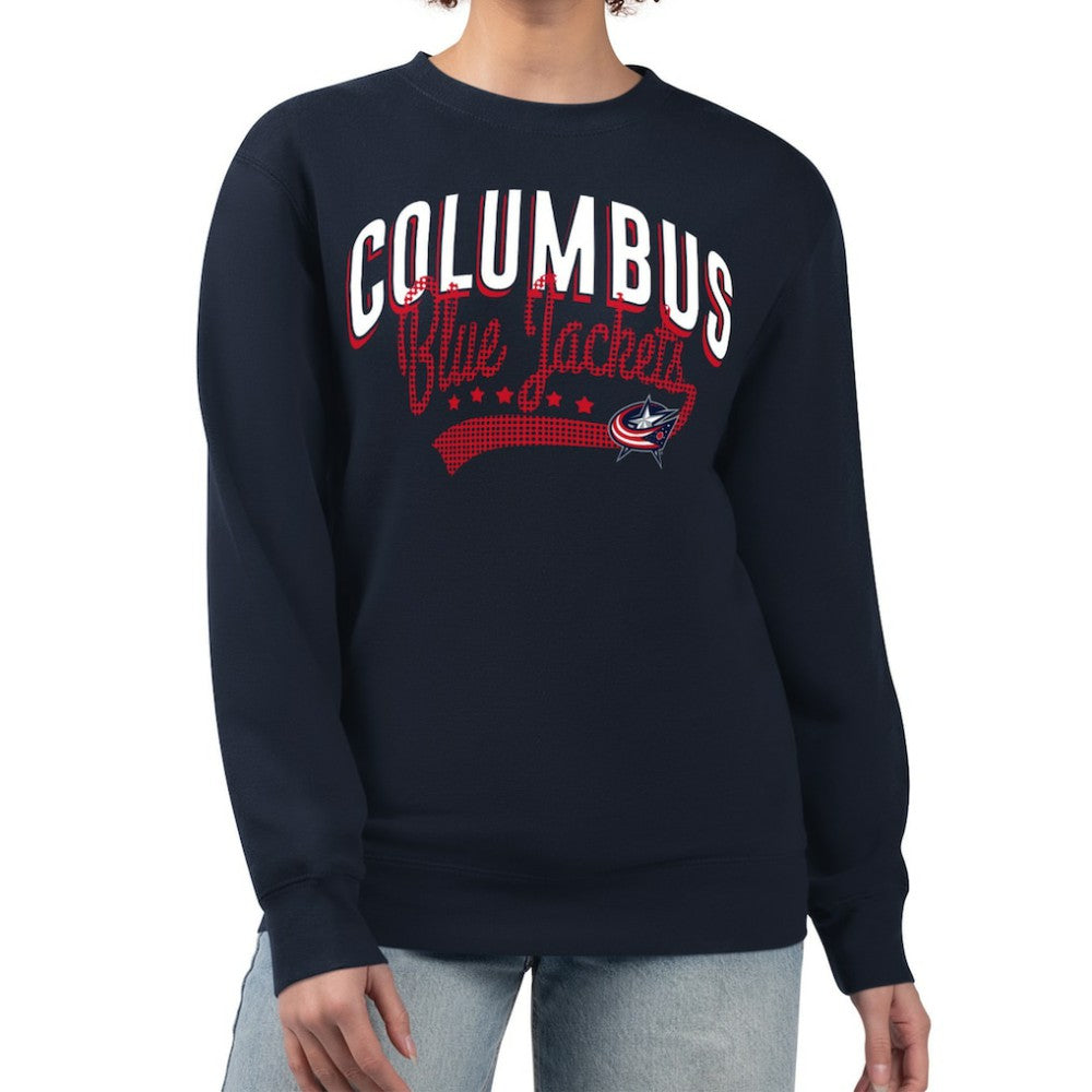 Columbus Blue Jackets - G-III 4Her by Carl Banks Women's Filigree Team Graphic Fleece Pullover Sweatshirt Navy