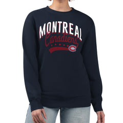 Montreal Canadiens - G-III 4Her by Carl Banks Women's Filigree Team Graphic Fleece Pullover Sweatshirt Navy